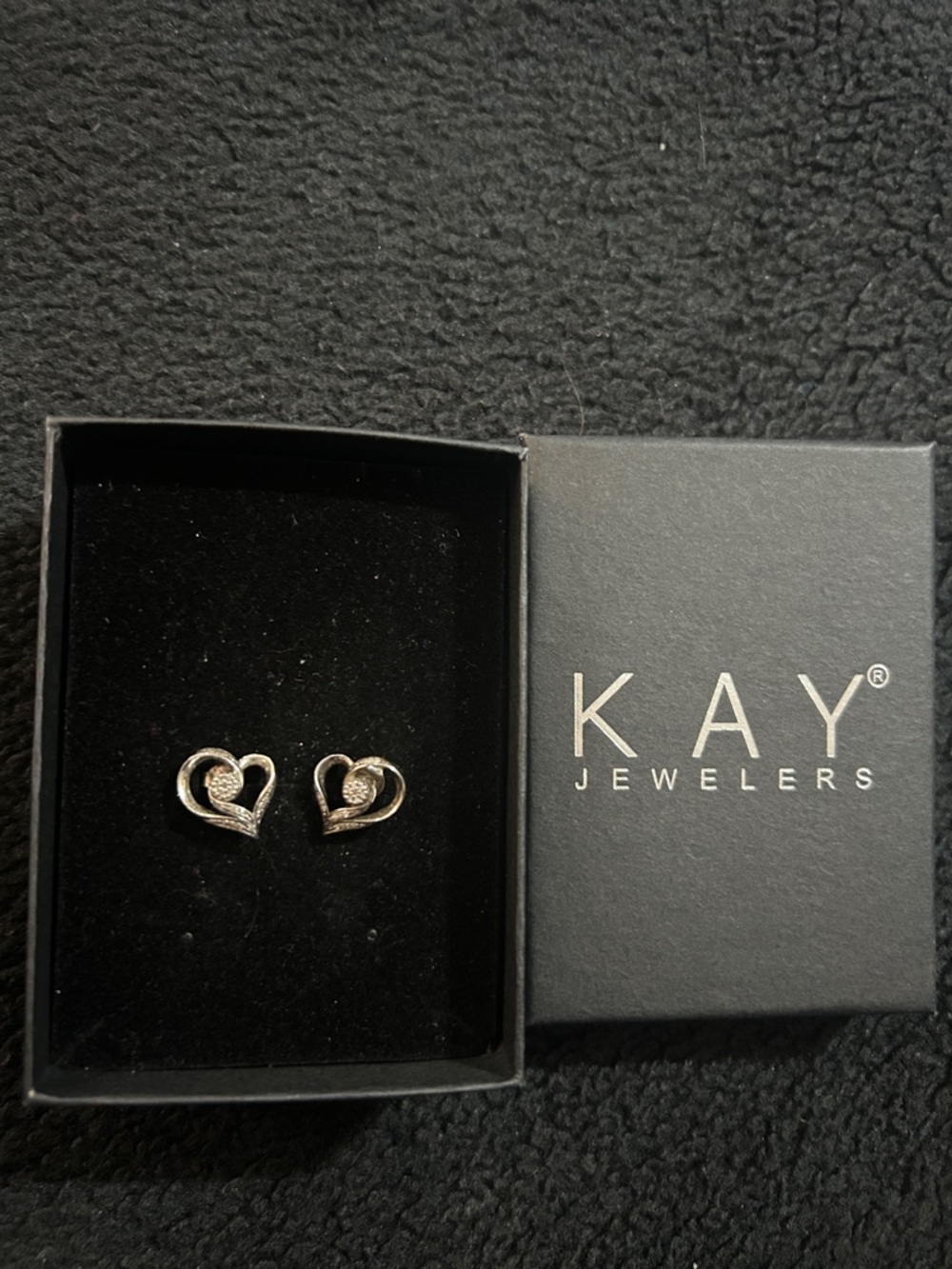 Kay Jewelers Silver Heart Pavé Stud Earrings